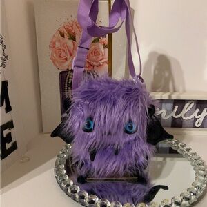 Purple Furry Atomic Laundry Monster Shoulder Bag purse